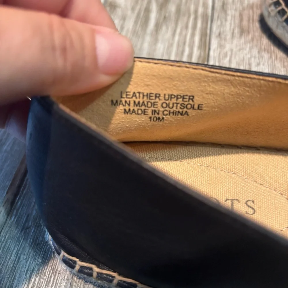 Talbots Izzy Espadrille Nappa Flats Women's‎ Size 10 Black Leather Slip On